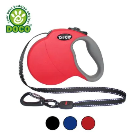 DOCO All Day Adventure Retractable Dog Leash - Reflective Tape, Anti-Slip, Tangle-Free Secure Control - DRL Medium