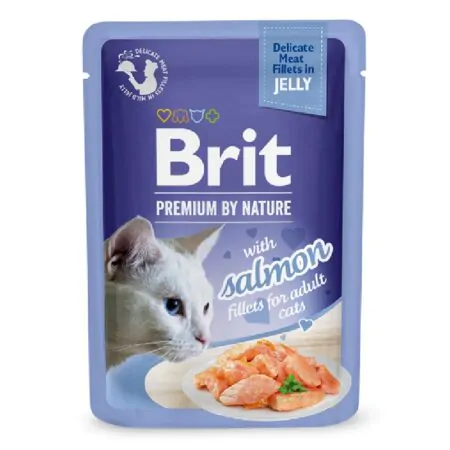 Brit Premium Cat Pouch with Salmon Fillets in Jelly for Adult Cats 85 G