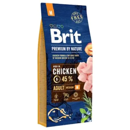 Brit Premium by Nature Chicken Formula For Adult Dog of Medium Breed – 15KG